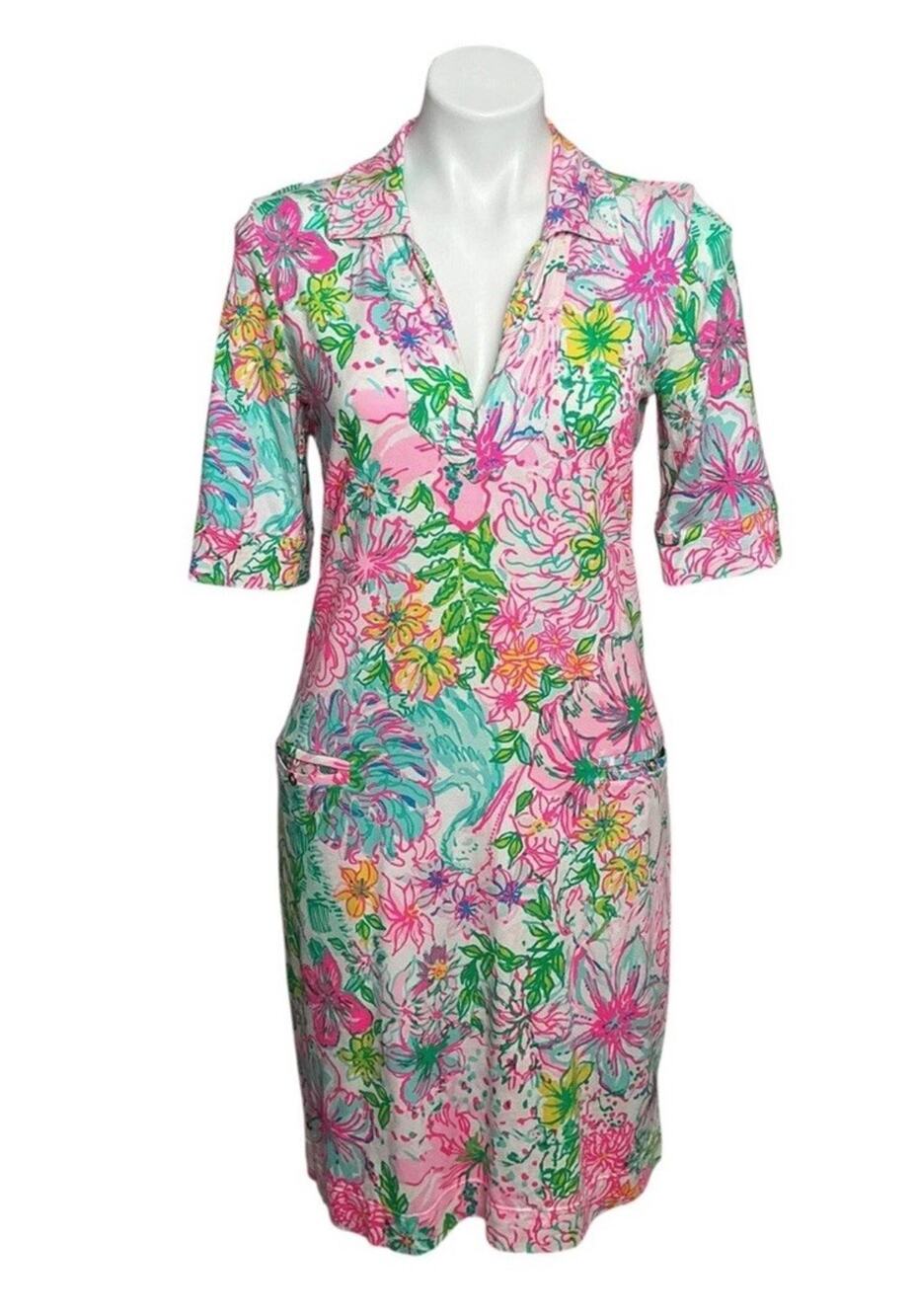 Lilly Pulitzer Quincey UPF 50+ Knit Shift Dress Paradise Found - Size M